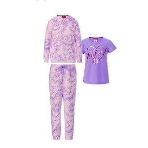 Saint Eve Kids 3-piece Lounge Sleepwear Set Pink/Purple Tie Dye Weekend Style